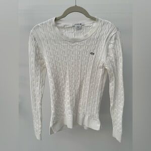 Lacoste Cable Knit‎ Crew Neck Sweater in White, Size 40